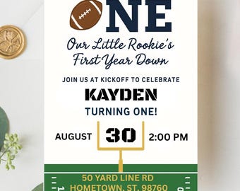 First Year Down First Birthday Football Invitation, First Down Birthday, First Birthday Invite, Boy 1st Birthday, Sports Football Party