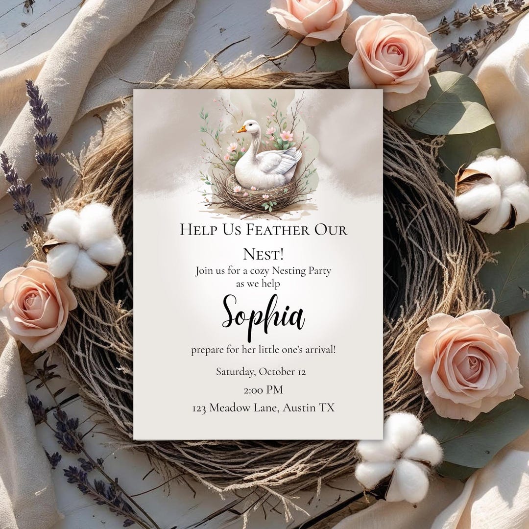 Nesting Party Invitations Editable Nesting Party Invitation | Silly Goose Baby Shower Evite ...