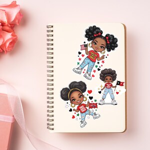 Bold Cartoon Afro Girl Clipart Juneteenth Stickers Black History Month Stickers Red Lip African American Moody Sticker Cultural Stickers