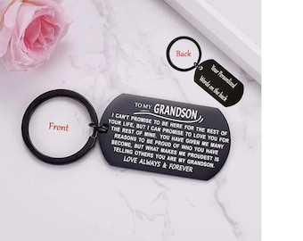 Grandson Keychain, Personalized Dog Tag Gift, Graduation, Birthday