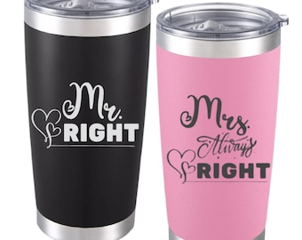 Mr. & Mrs. Etched 20oz Tumbler Set | Wedding Gift
