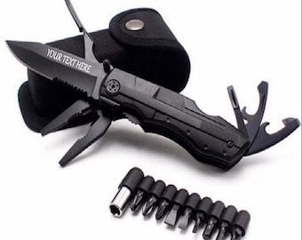 Personalized Multitool Knife, 16 in 1 Pocket Tool, Camping, Fishing, Survival