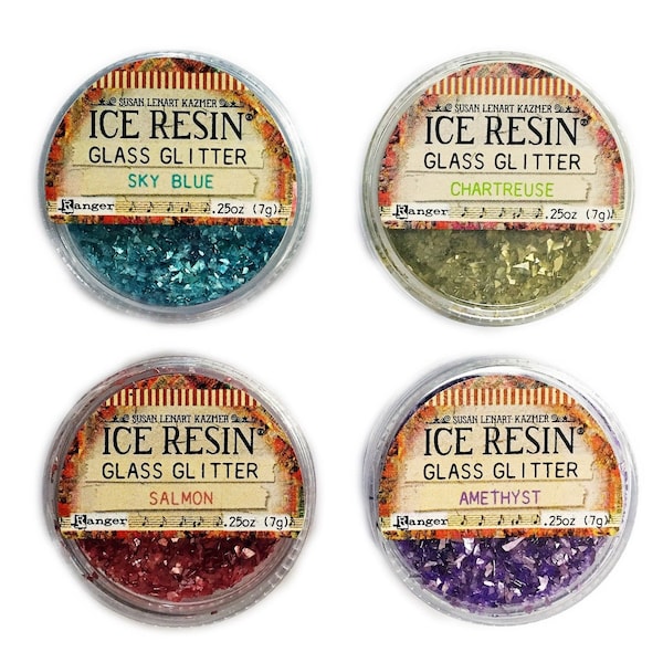 ICE Resin German Glass Glitter Set - Amethyst,  Chartreuse, Salmon & Sky