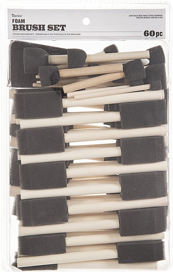 DARICE Black Foam Paint Brushes and Daubers 60 Pieces With Wood Handles and  Assorted Sizes 