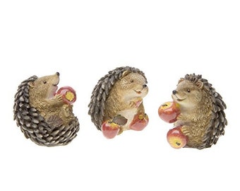 Darice Fairy Garden Animals, Hérissons miniatures aux pommes - 3 Pièces