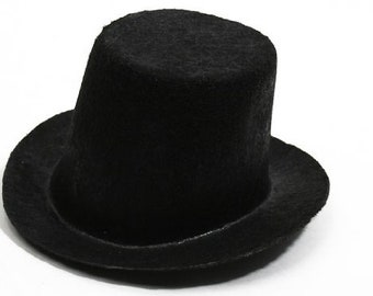 Paquet de 6 mini chapeaux haut de forme en feutre noir pour votre bonhomme de neige ou poupée - chapeau de 4 pouces