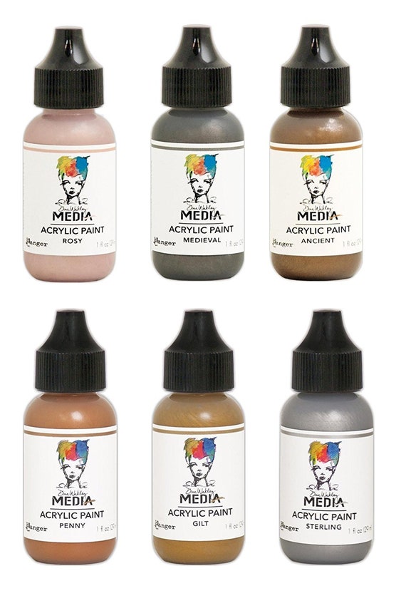Dina Wakley Metallic Heavy Body Acrylic Paint 6 Ancient Etsy