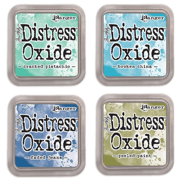 Ranger Tim Holtz Distress Oxide Ink Pads - 4 Colors - Blues and Greens