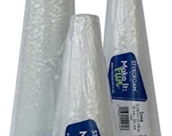 Ensemble varié de cônes en polystyrène artisanaux - 3 tailles - 15 po, 12 po et 9 po.