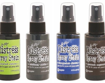 Tim Holtz - Color of the Month Distress Spray Stain Bundle - Blueprint, Citron, Smoke and Espresso