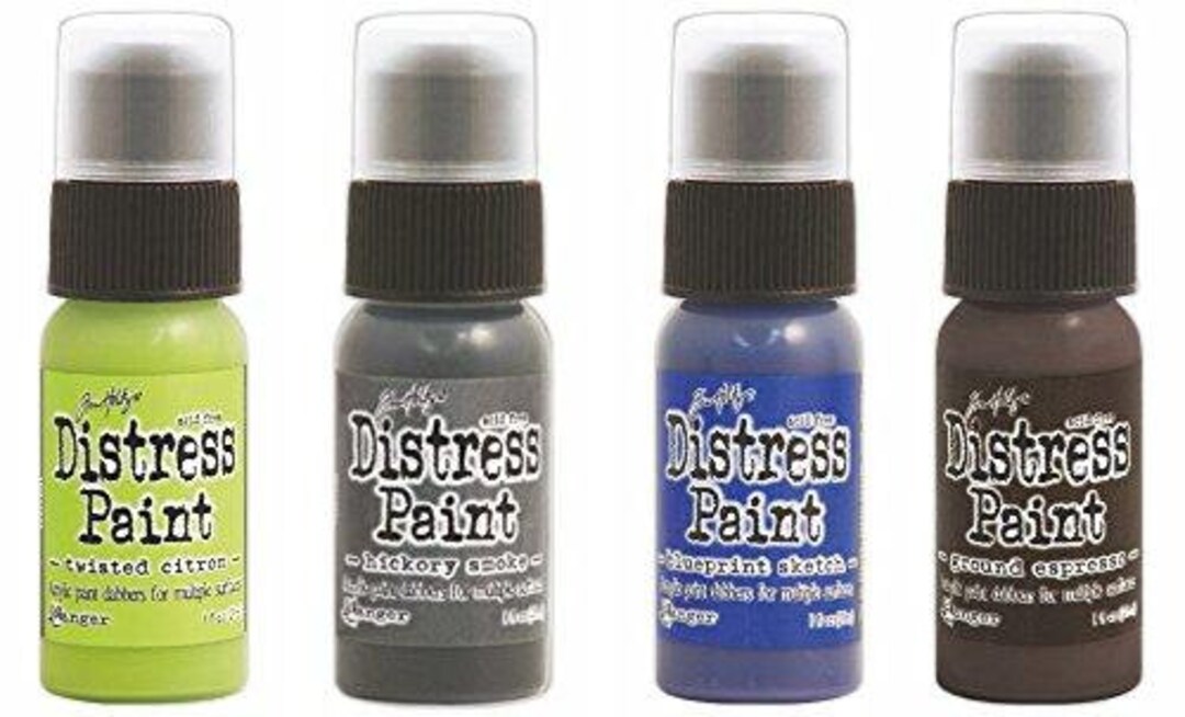 Tim Holtz Distress Spray Stain Bundle #2 - Twisted Citron, Hickory Smoke, Blueprint Sketch, Ground Espresso