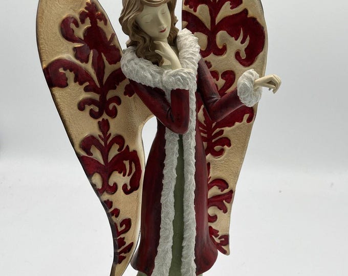 Vintage Grasslands Road 14” Angel Figurine Glass Wings Christmas Decor