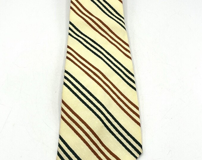 The Higbee Company Cleveland Vintage Tie Cream Green Brown Stripe