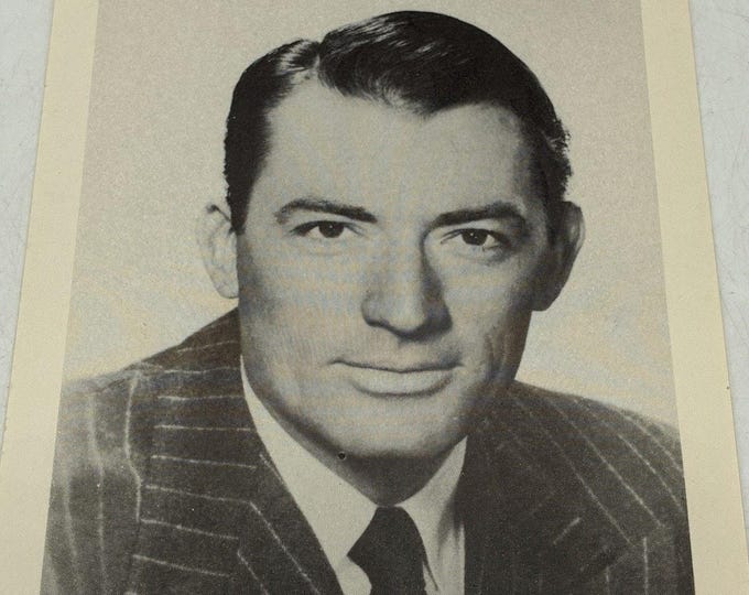 Vintage Gregory Peck Photo Print Arcade Exhibit Card Hollywood