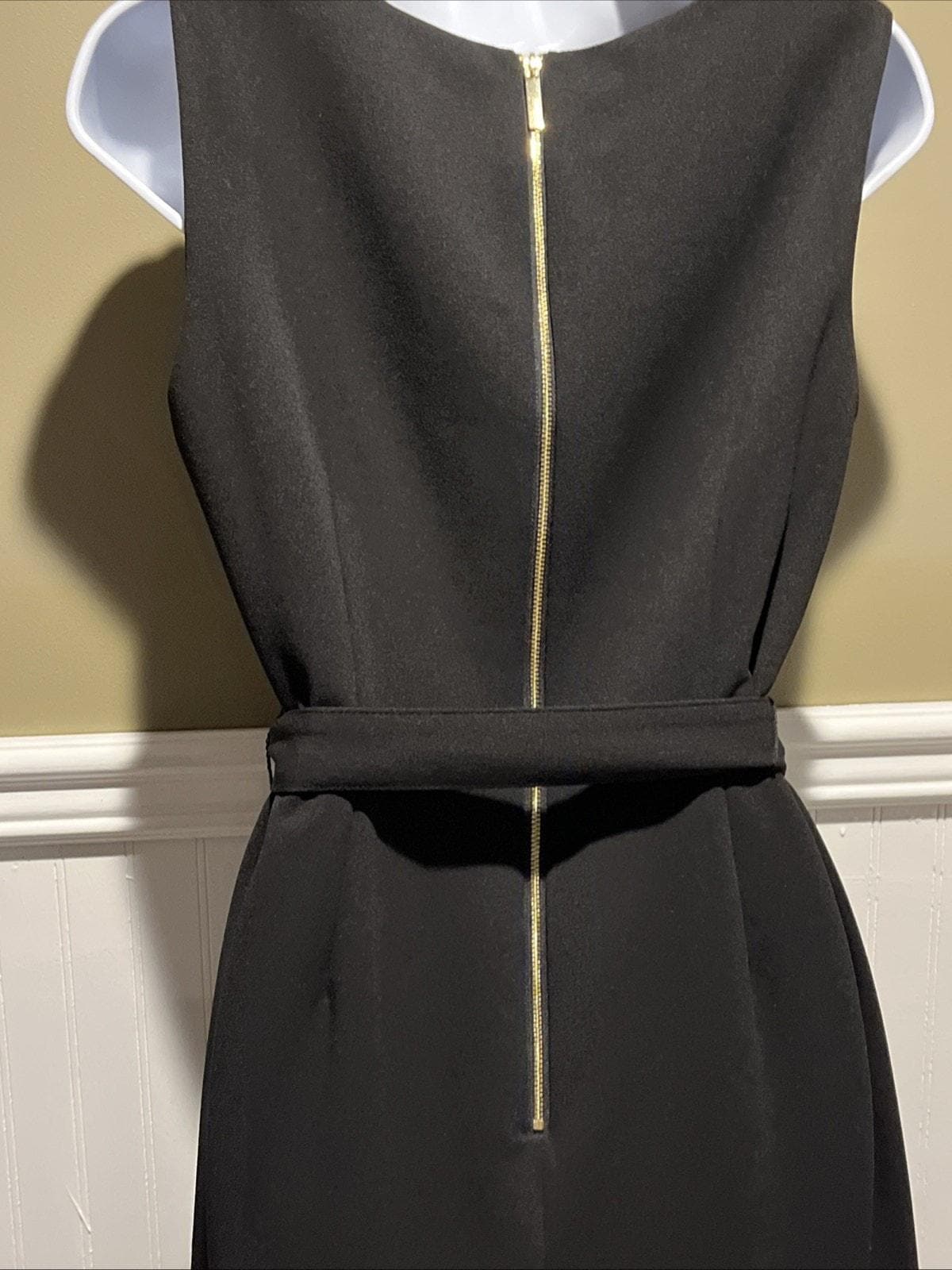 calvin klein black dress with gold zipper in back Zip Sheath Dress (Women)
