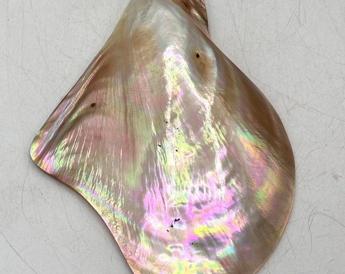 Large Mother of Pearl Shell Pendant 5” Iridescent Natural Statement Jewelry