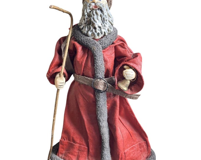 Vintage Old World Father Christmas – Folk Art Santa Figurine 10” Resin/Papier‑Mâché