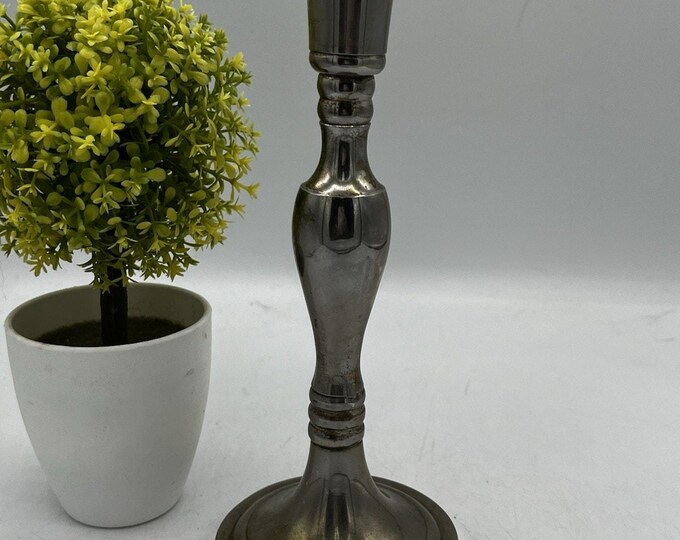 Vintage Silver Plate Candlestick Holder Baluster Form Round Base 9 Inches Tall