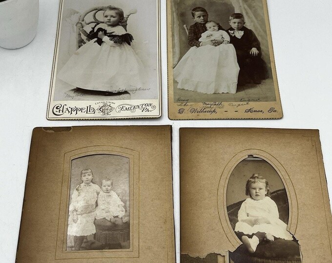 Lot 4 Antique 1890s Cabinet Card Photos Victorian Children Withrup Knox PA