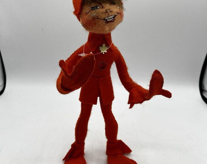 Annalee Orange Fall Autumn Elf Pixie Poseable Doll Maple Leaf w Tag