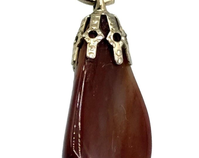 Vintage Nina Ricci For Avon Gold Tone Purse Charm Fob Carnelian Teardrop