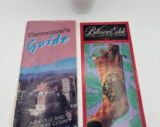 Lot 2 Vintage 1993 Asheville NC Brochures Biltmore Estate Christmas Newcomers