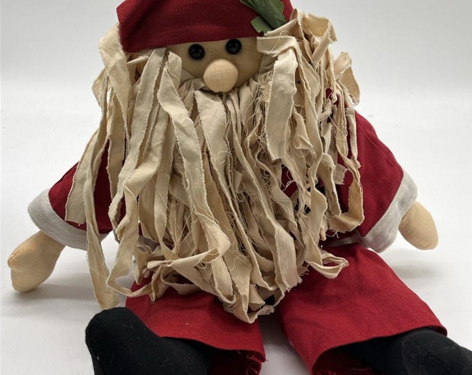 Vintage Delton Fabric Santa Doll 20 Inch Christmas Shelf Sitter Holiday Decor