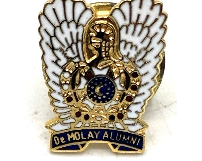 Vintage DeMolay Alumni Enamel Pin Gold-Tone Eagle Wings