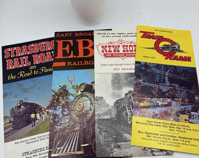 Lot 4 Vintage 1973 Railroad Brochures Strasburg EBT New Hope Ivyland Train PA