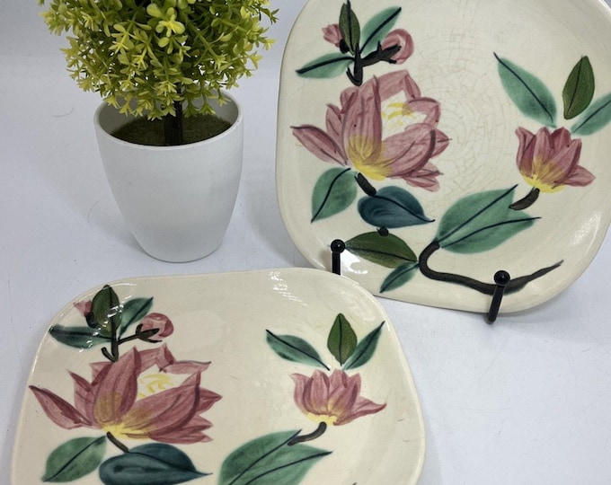 Red Wing Pottery Blossom Time Plates • Set of 2 • 6” Vintage Dessert / Bread Plates