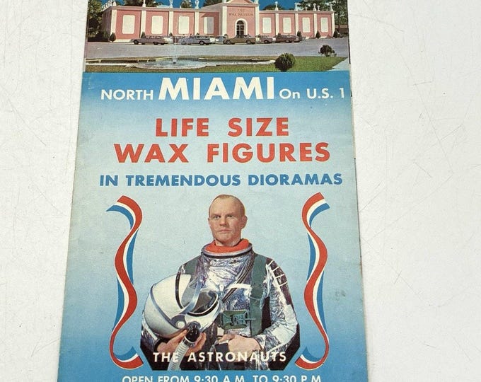 Vintage 1960s Miami Wax Museum Brochure Astronauts Alamo Florida Defunct