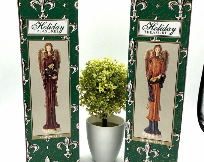 Vintage 1990s Holiday Treasures Pencil Slim Angels Set 2 NOS 10.5”