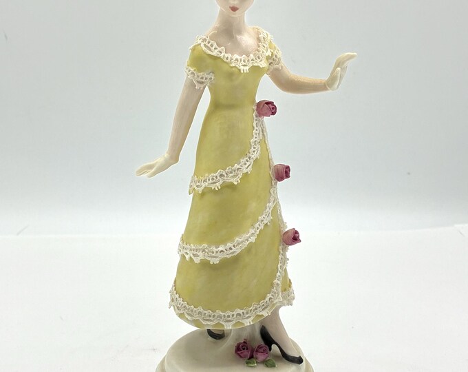 Vintage Goebel Huldah Summer 702 Porcelain Lady Yellow Dress Roses W Germany