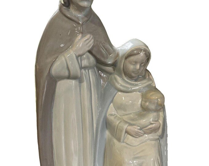 Vintage Ceramic Holy Family Figurine Mary Joseph Baby Jesus 11” Nativity