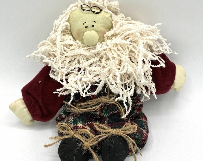 Vintage Darice Santa Claus Plush Shelf Sitter 8” Primitive Country Christmas