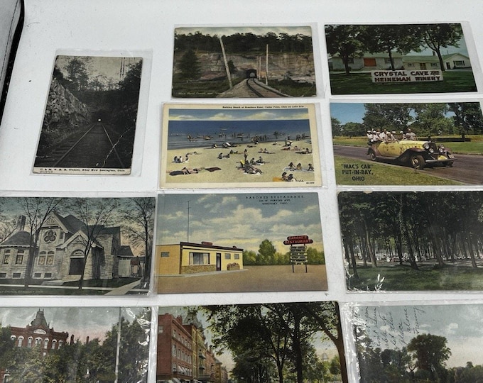 Lot 11 Antique Ohio Postcards Sandusky Cedar Point Put In Bay Railroad Tunnel