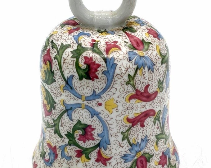 Vintage Porcelaine Limoges Castel France Floral Porcelain Bell Gold Trim
