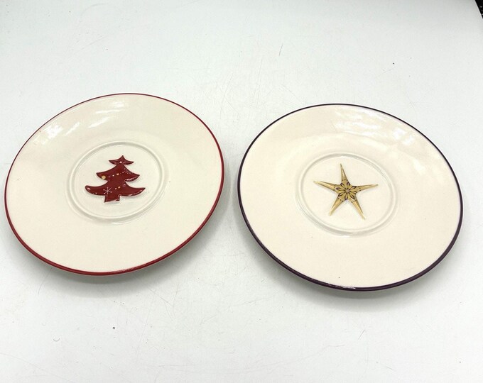 Starbucks 2006 Holiday Dessert Plates – Christmas Star Set of 2 Vintage 6.5"