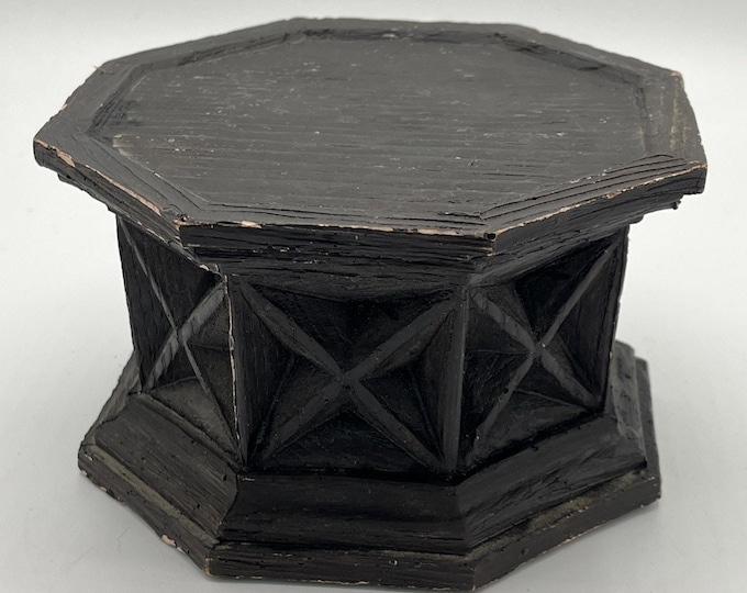 Hallmark Brown Octagon Wood Pillar Candle Holder 6x3.5 Inch Primitive Rustic Lodge Decor