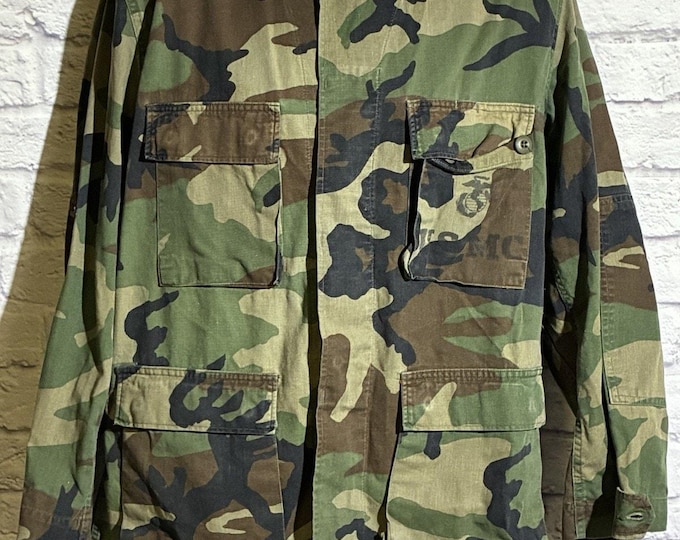 USMC Woodland Camo BDU Field Jacket Small Short EGA Marine Corps Military