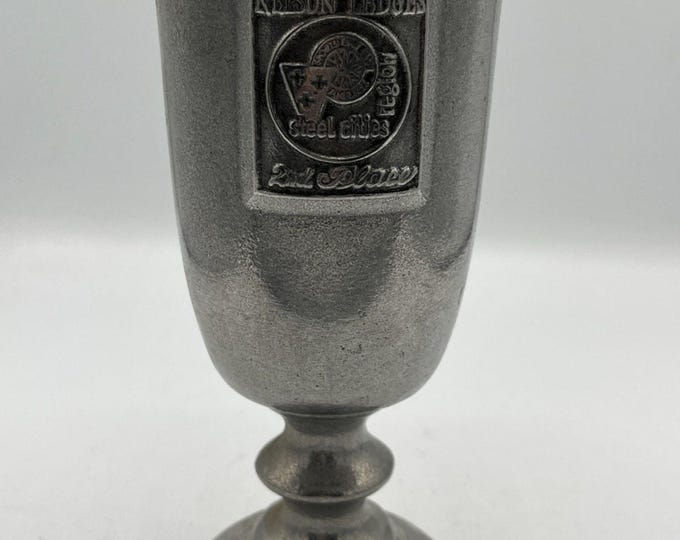 Vintage Nelson Ledges Steel Cities 2nd Place Pewter Goblet Chalice Cup 7"