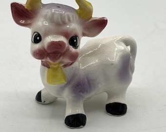 Salero de repuesto vintage y kitsch de Elsie Cow, estilo japonés, antropomórfico, de mediados de siglo.