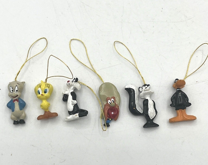 Vintage Looney Tunes Mini Christmas Ornaments Set of 6 Tweety Daffy Warner Bros