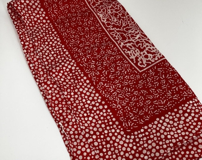 Vintage Red Geometric Scarf Abstract Pattern Square Wrap Retro Accessory