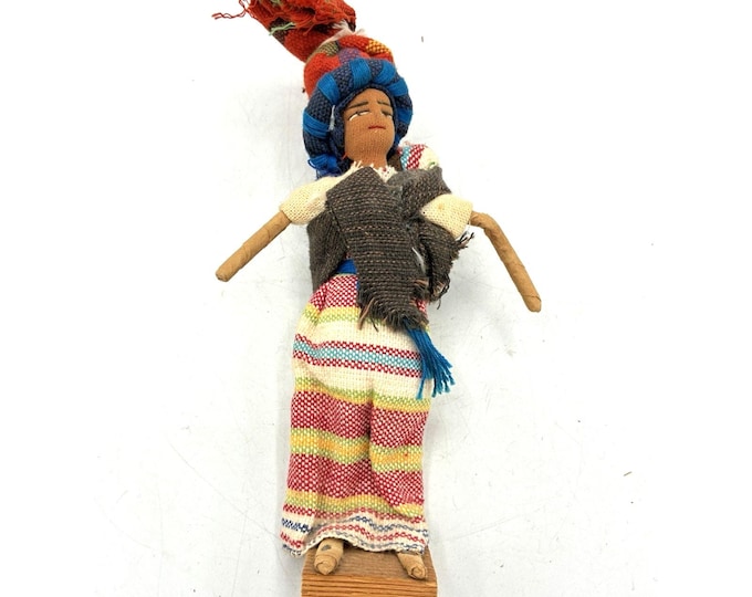 Vintage Guatemalan Maya Folk Art Doll Traditional Textile Costume Baby Sling