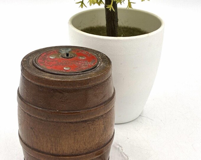 Vintage Banthrico Wooden Barrel Bank Western Southern Life Insurance Cincinnati