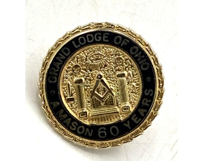 Vintage Grand Lodge of Ohio “60 Years a Mason” Lapel Pin, Auld