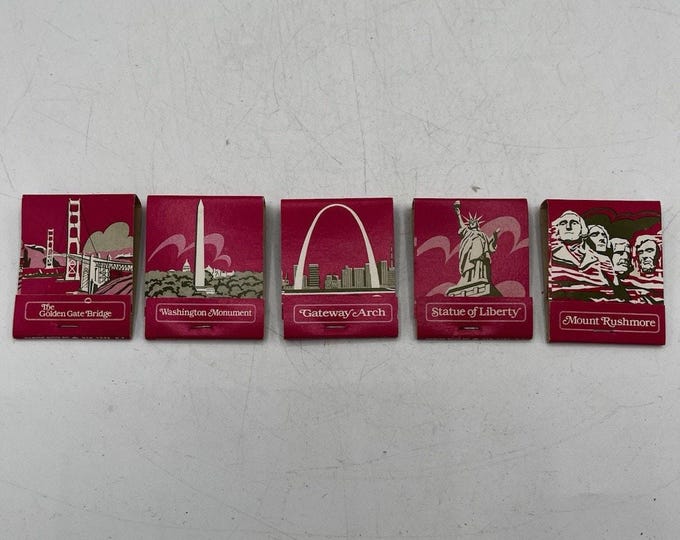Complete Set 5 American Landmarks Matchbooks Vintage Diamond Match Series Full