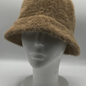 Vintage brown faux fur Bucket Hat One Size women\'s y2k 00s funky Y2K Vintage Brown Puffer Like Faux Fur Trimmed Bucket Hat - Etsy main image 4