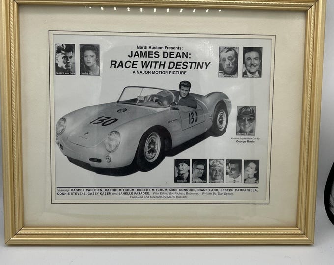 framed advertisement for the 1997 motion picture James Dean: Race With Destiny